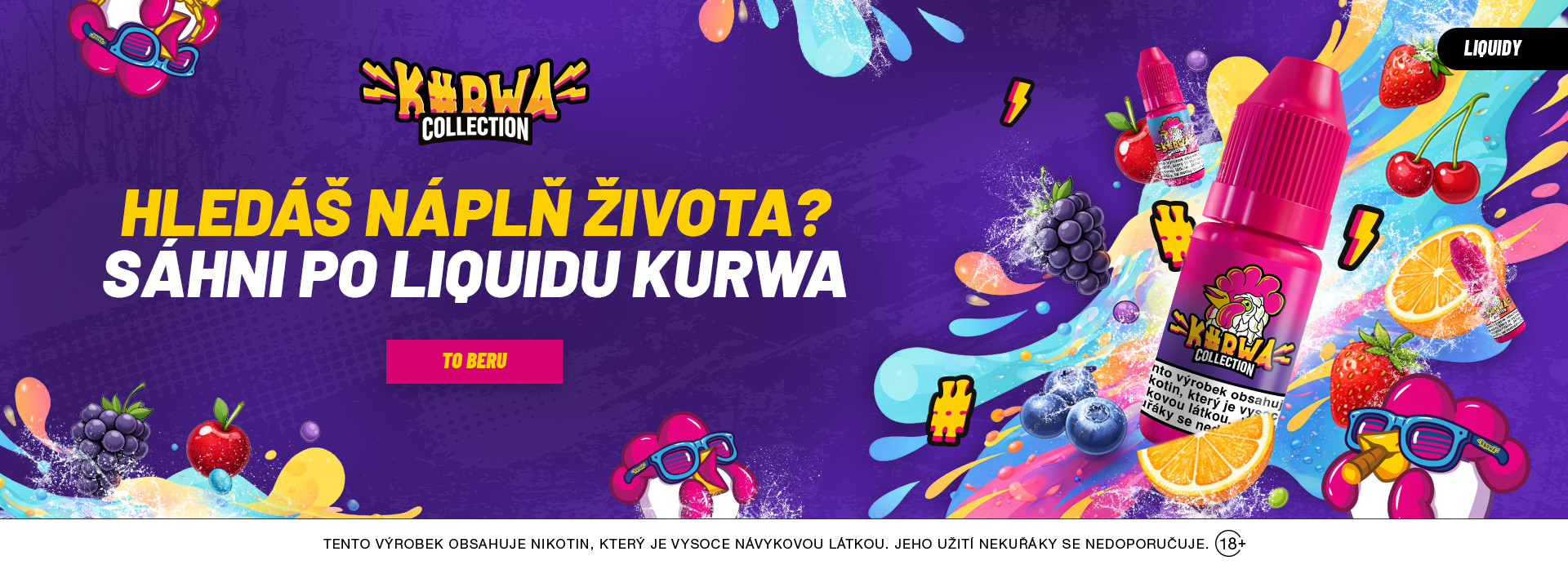 Náplně do e-cigaret od značky Kurwa