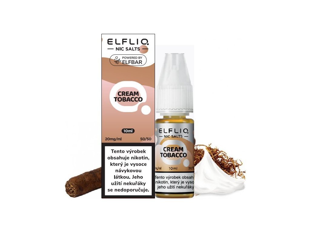 elfliq cream tobacco Snow (Cream) Nic Salt BOX OF 10 E-liquid ELF BAR ELFLIQ -