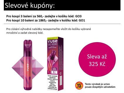 DISPOSABLE E-CIGARETTE VUSE GO 1000 BERRY BLEND
