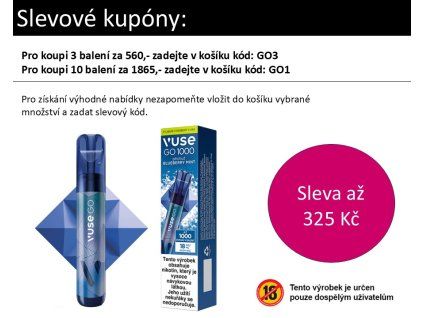 JEDNORÁZOVÁ E-CIGARETA VUSE GO 1000 BLUEBERRY MINT