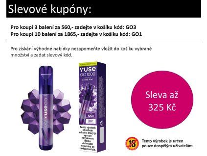 DISPOSABLE E-CIGARETTE VUSE GO 1000 GRAPE MINT