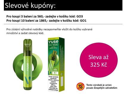 JEDNORÁZOVÁ E-CIGARETA VUSE GO 1000 GREEN APPLE