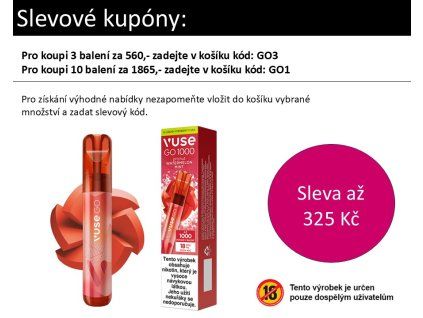 JEDNORÁZOVÁ E-CIGARETA VUSE GO 1000 WATERMELON MINT